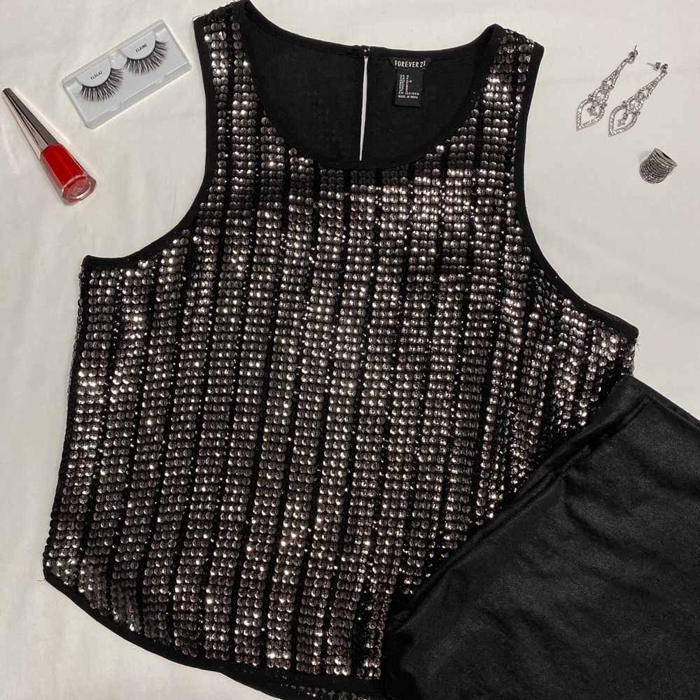 Black sequin blouse.